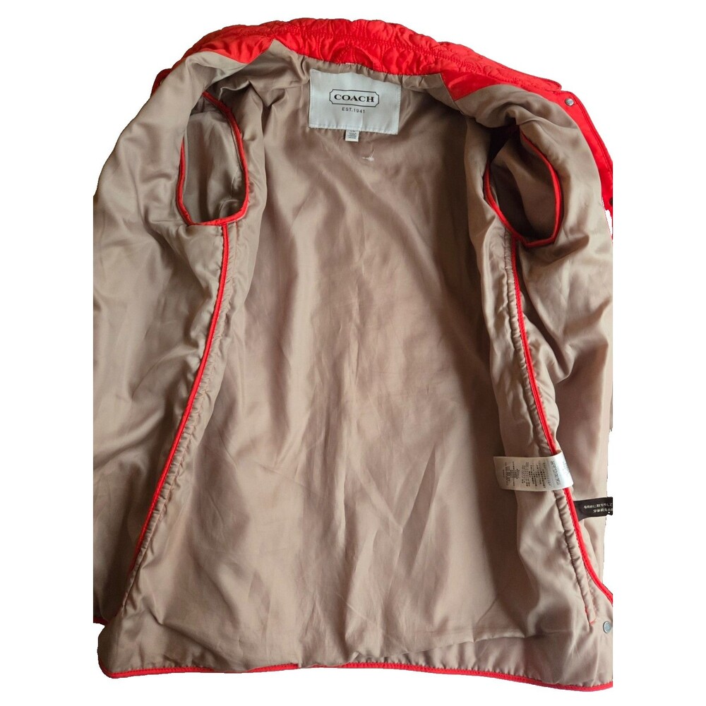 Coach logo orange quilted‎ snap-up jacket - long sleeve, pockets - L - Picture 7 of 8